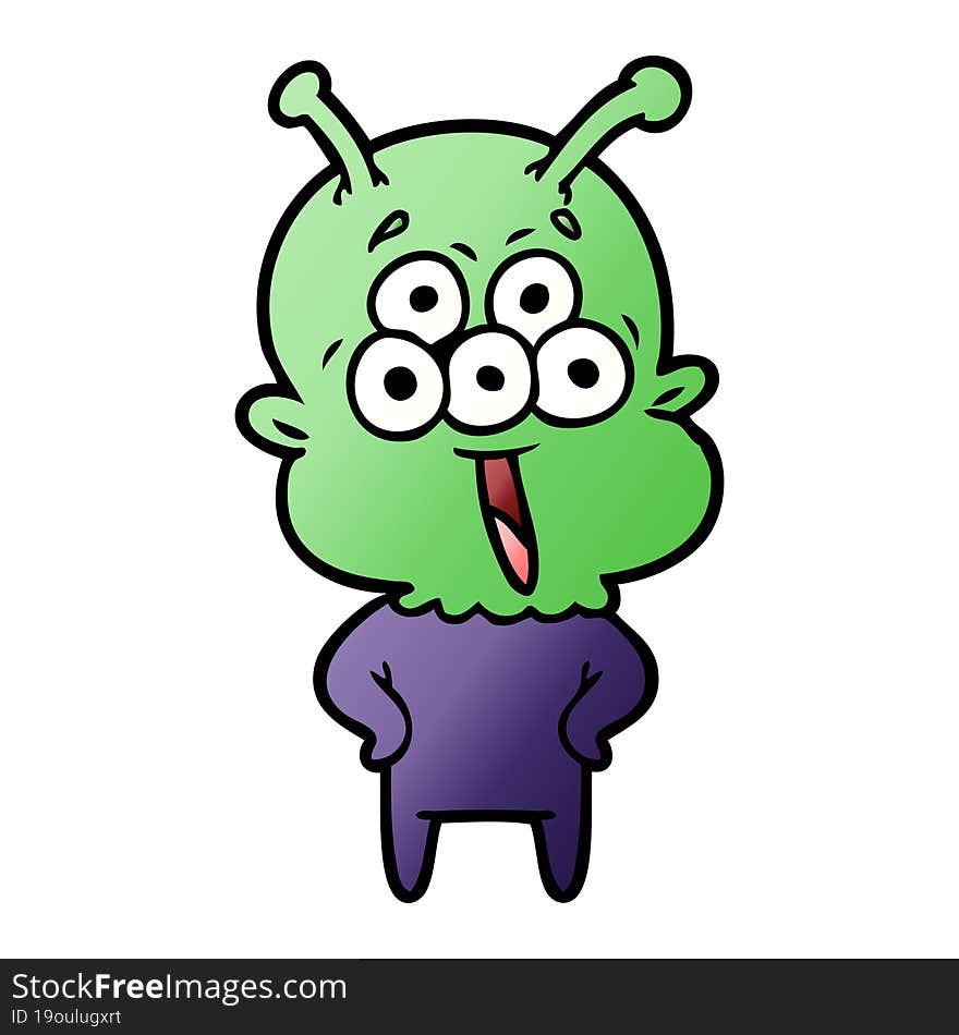 happy cartoon alien. happy cartoon alien