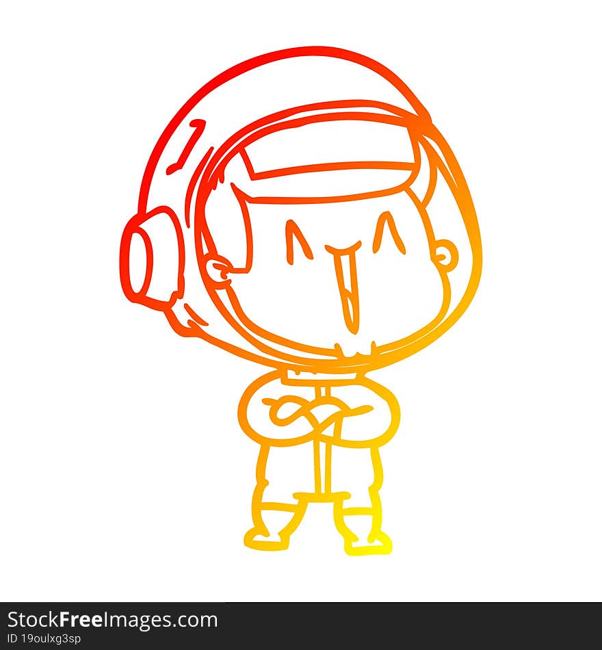 warm gradient line drawing happy cartoon astronaut