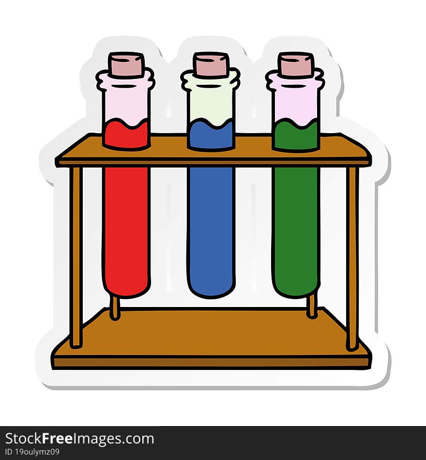 Sticker Cartoon Doodle Of A Science Test Tube