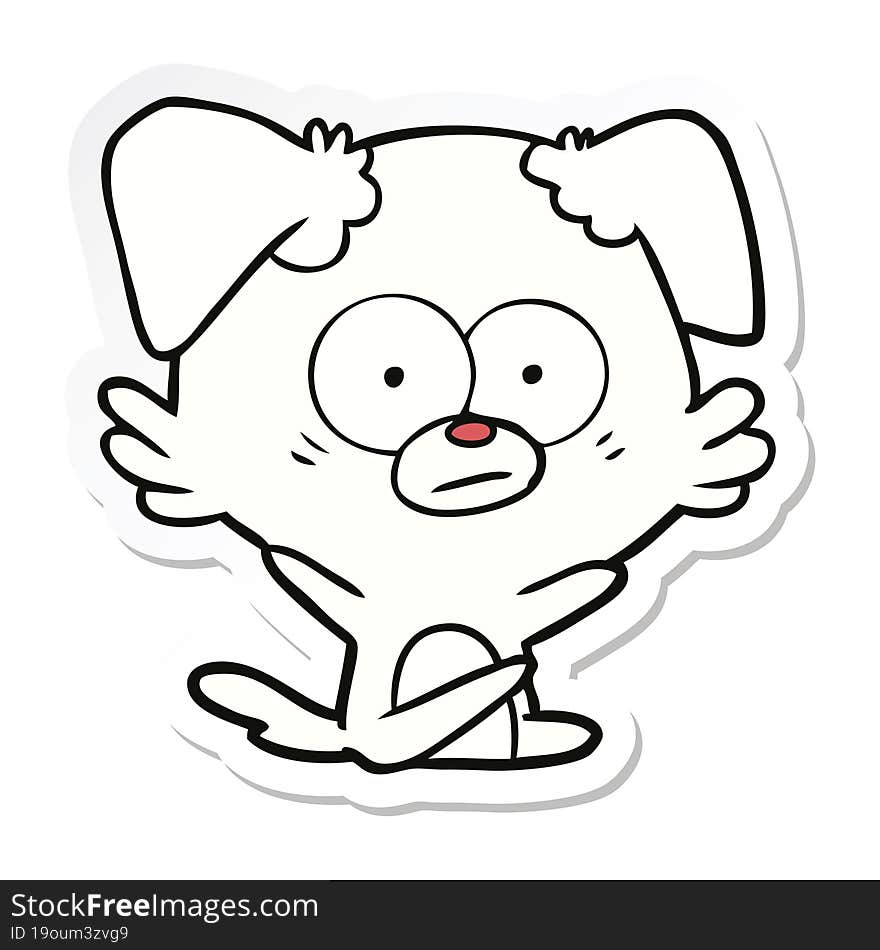 Sticker Of A Nervous Dog Cartoon