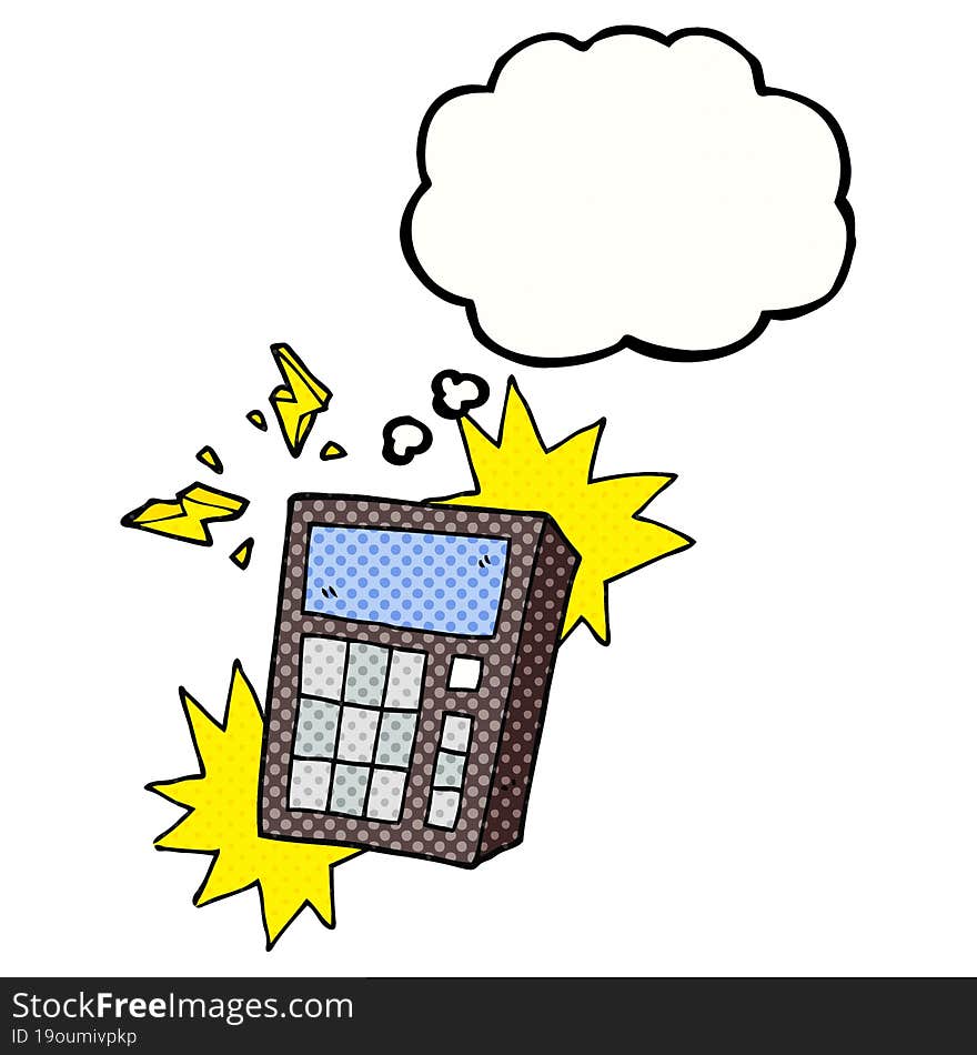 freehand drawn thought bubble cartoon calculator