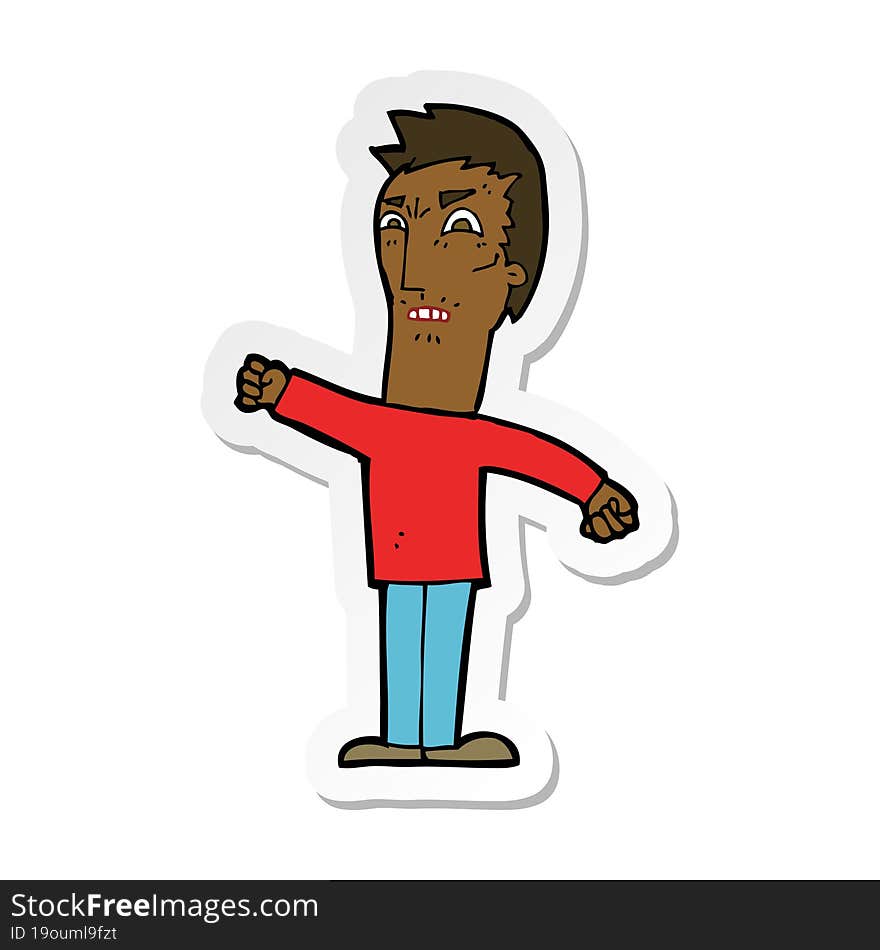 sticker of a cartoon annoyed man