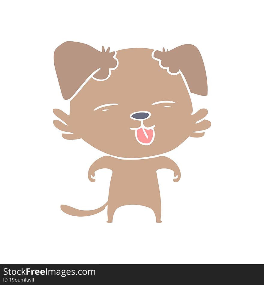 flat color style cartoon dog sticking out tongue