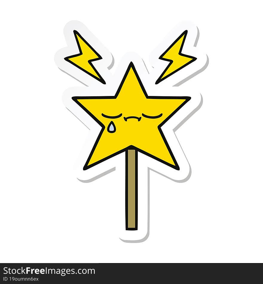 sticker of a cute cartoon magic wand