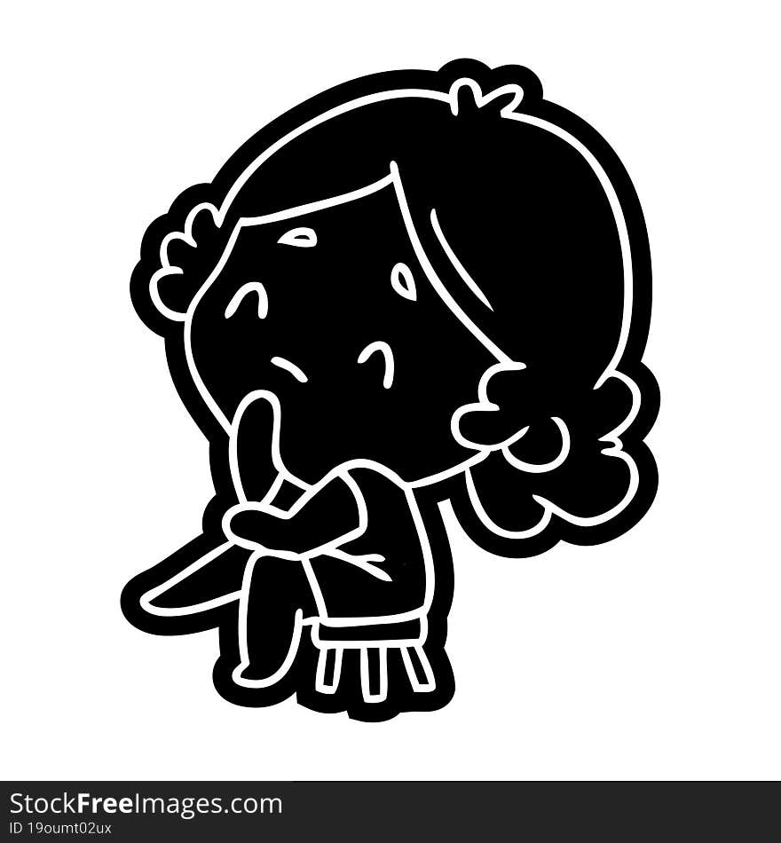 Cartoon Icon Of A Cute Kawaii Lady