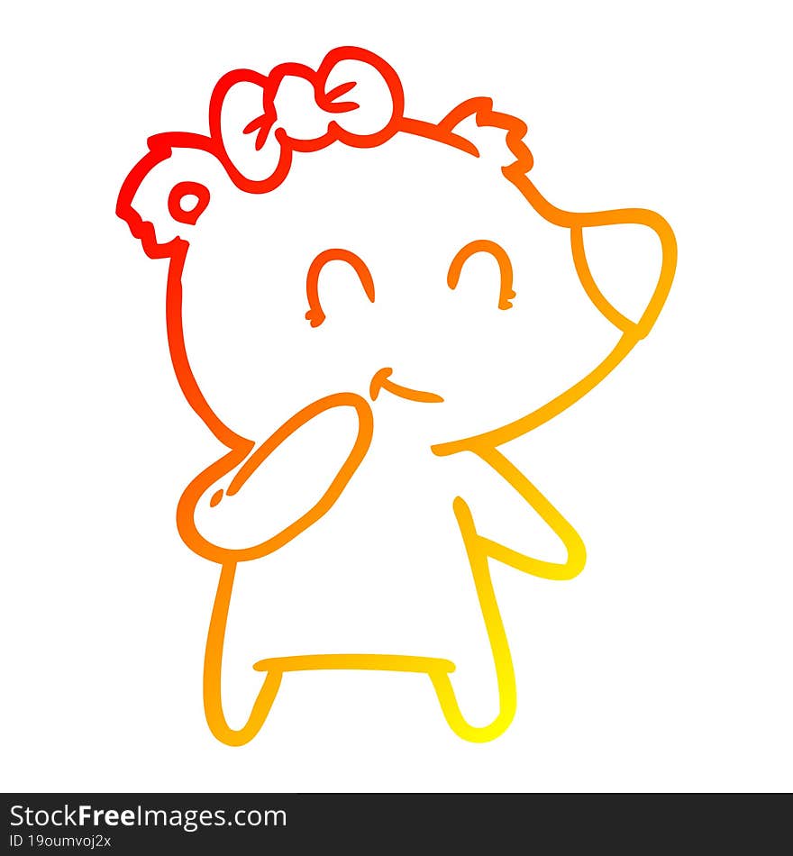 warm gradient line drawing female bear cartoon