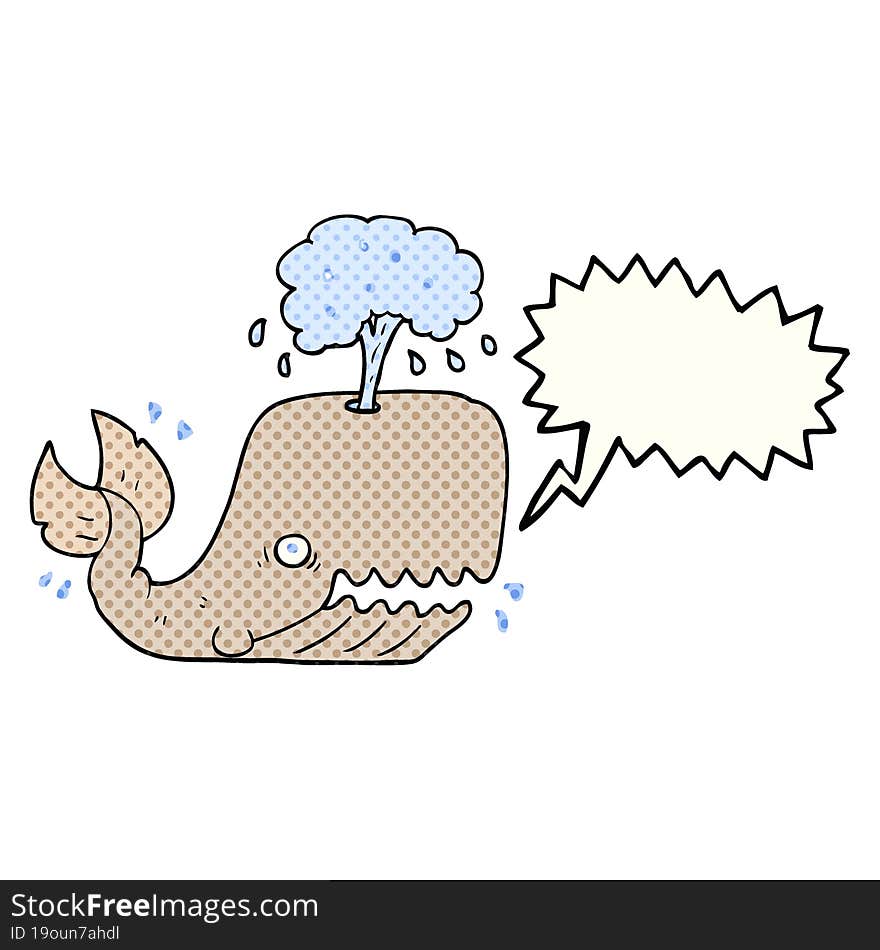 comic book speech bubble cartoon whale spouting water