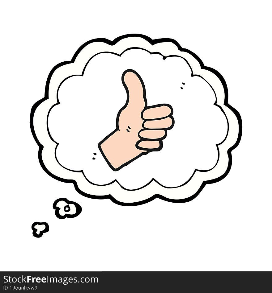 freehand drawn thought bubble cartoon thumbs up sign