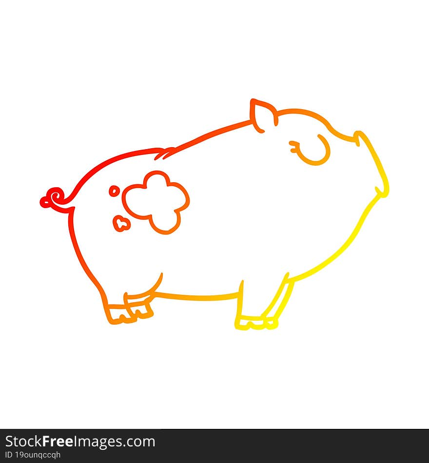 Warm Gradient Line Drawing Cartoon Pig