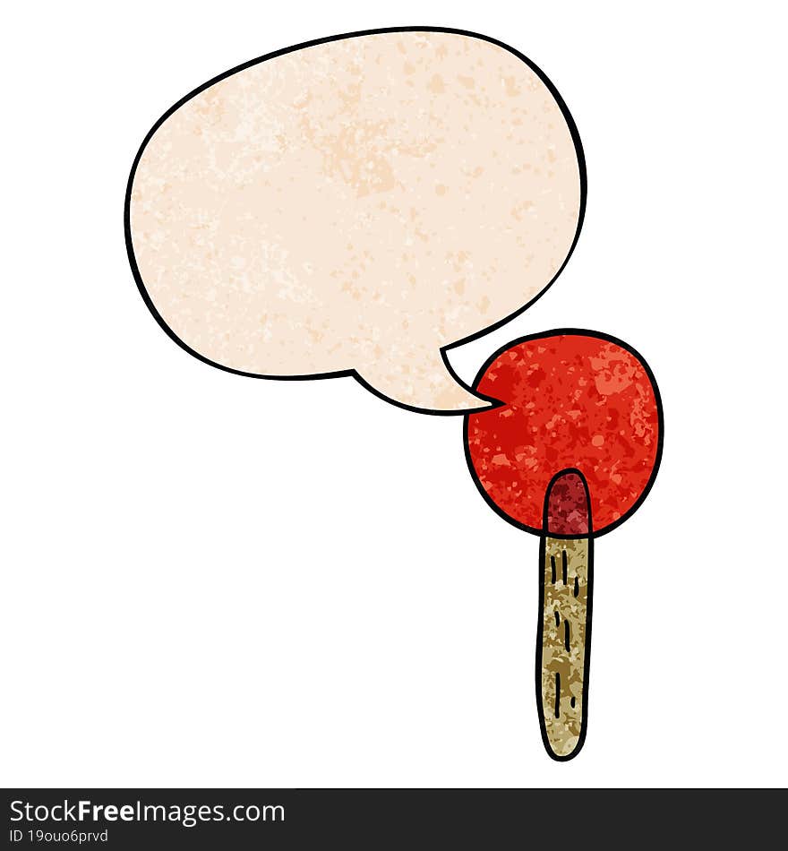 cartoon candy lollipop and speech bubble in retro texture style