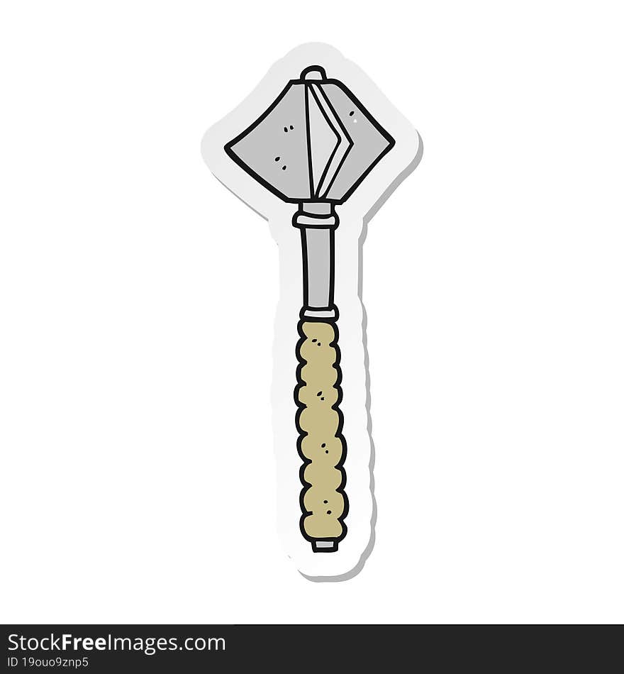 sticker of a cartoon medieval mace