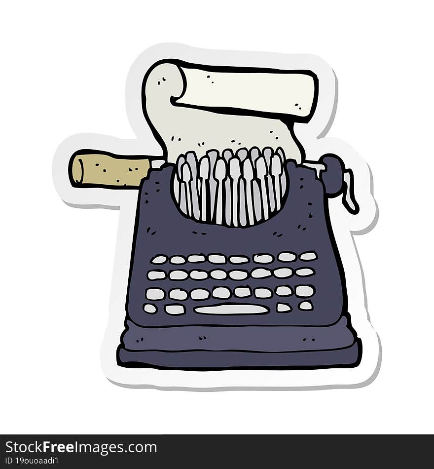 Sticker Of A Cartoon Typewriter