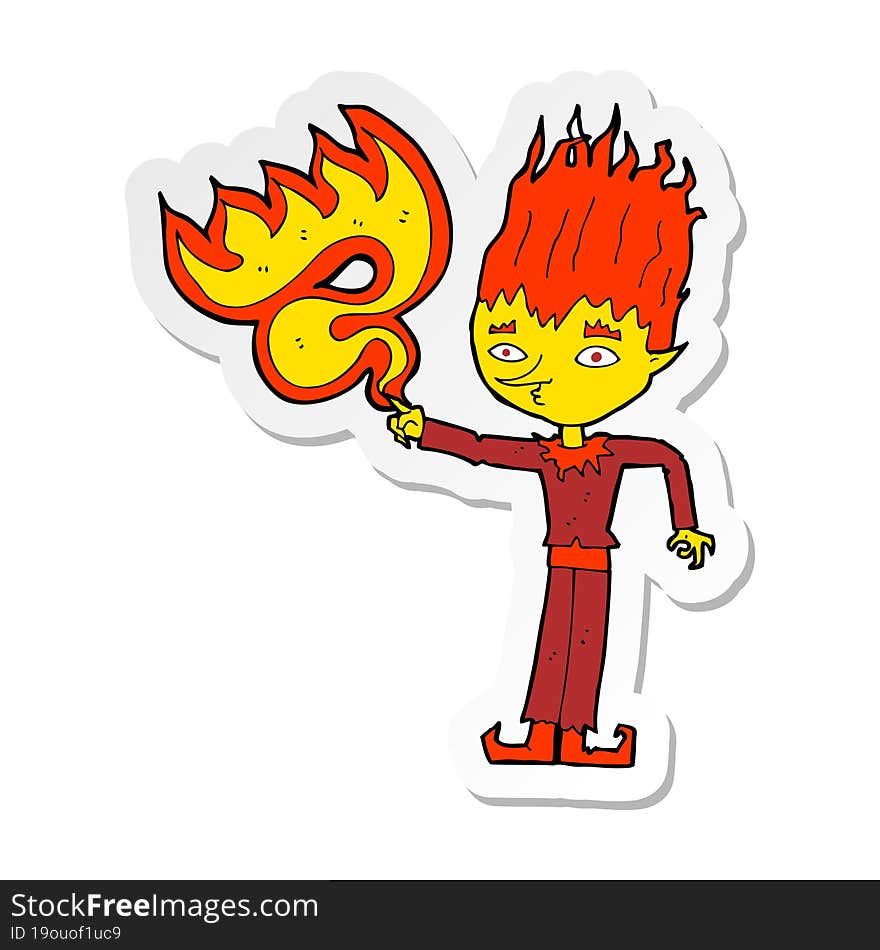 sticker of a fire spirit cartoon