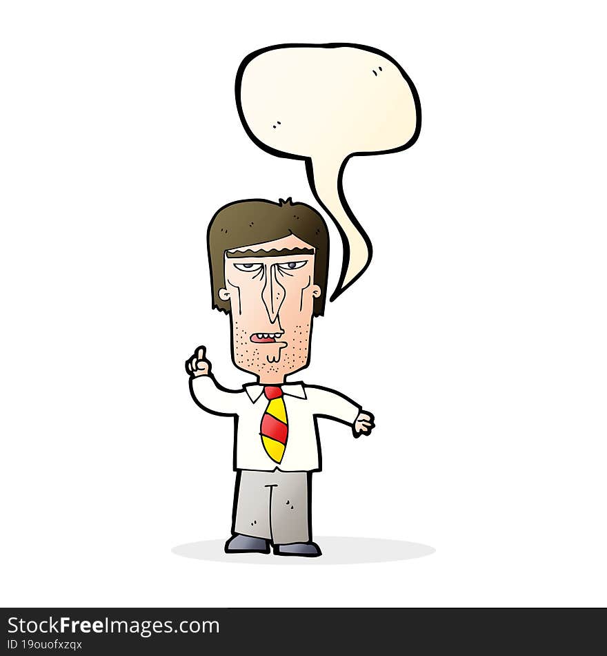 Cartoon Grumpy Boss With Speech Bubble