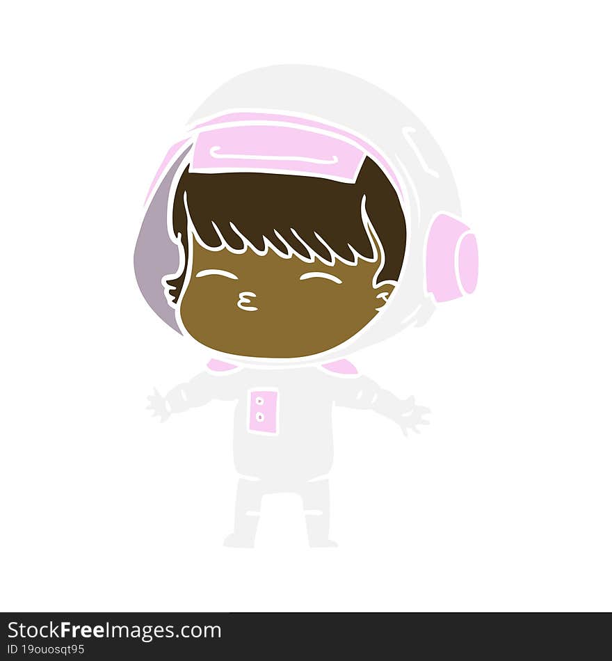 flat color style cartoon curious astronaut