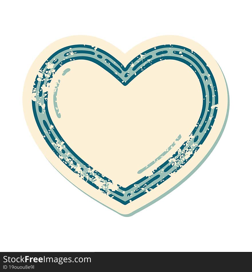 Distressed Sticker Tattoo Style Icon Of A Heart