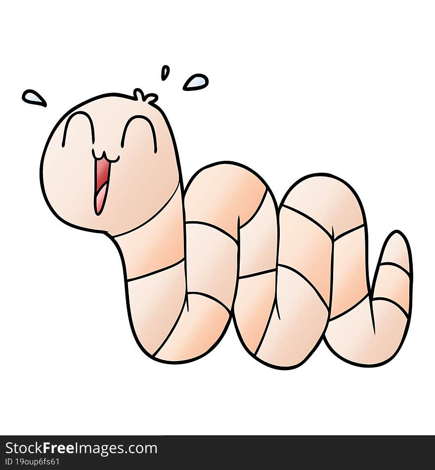 cartoon nervous worm. cartoon nervous worm