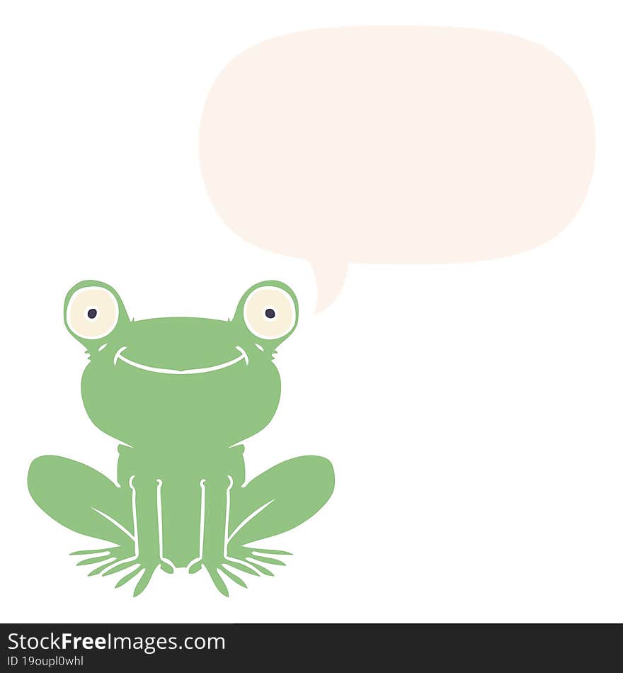 Cartoon Frog And Speech Bubble In Retro Style