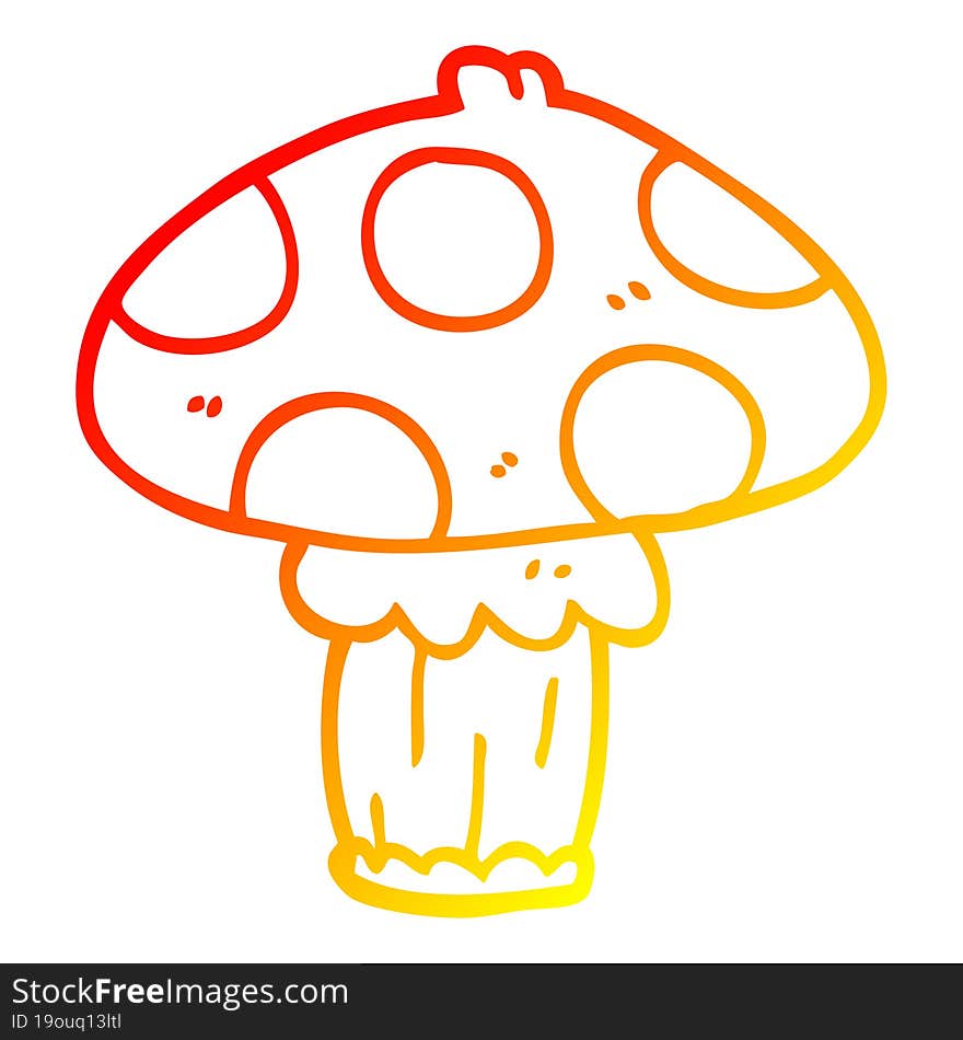 warm gradient line drawing cartoon toadstool