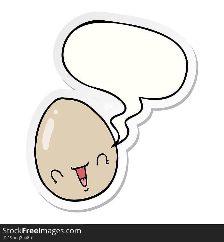 cartoon egg with speech bubble sticker. cartoon egg with speech bubble sticker