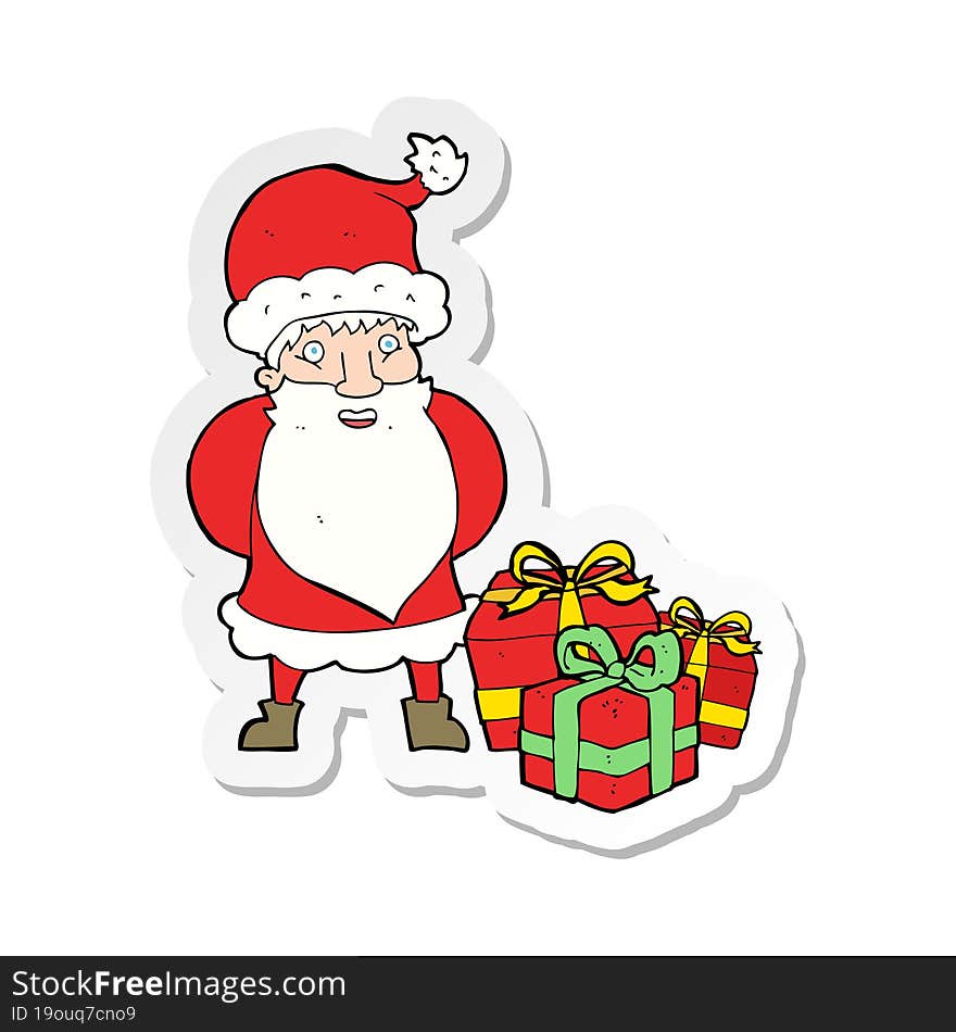 sticker of a cartoon santa claus