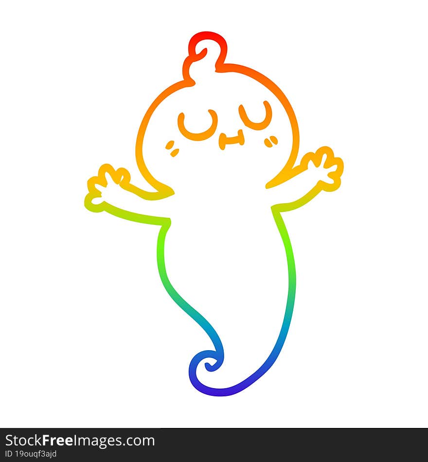 rainbow gradient line drawing cartoon ghost