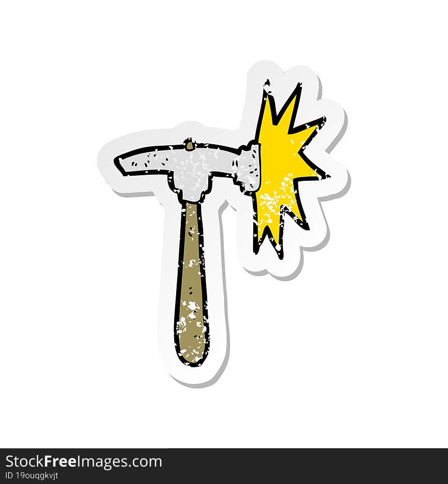 retro distressed sticker of a cartoon hammer