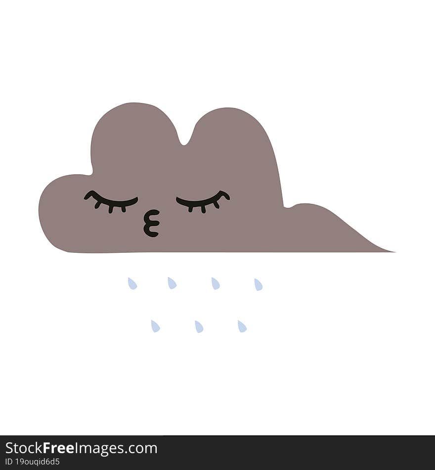 flat color retro cartoon storm rain cloud