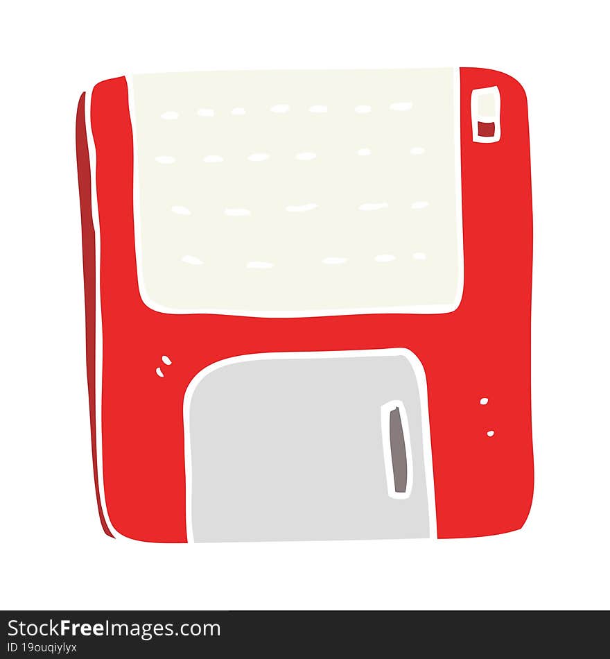 flat color illustration of a cartoon old computer disk