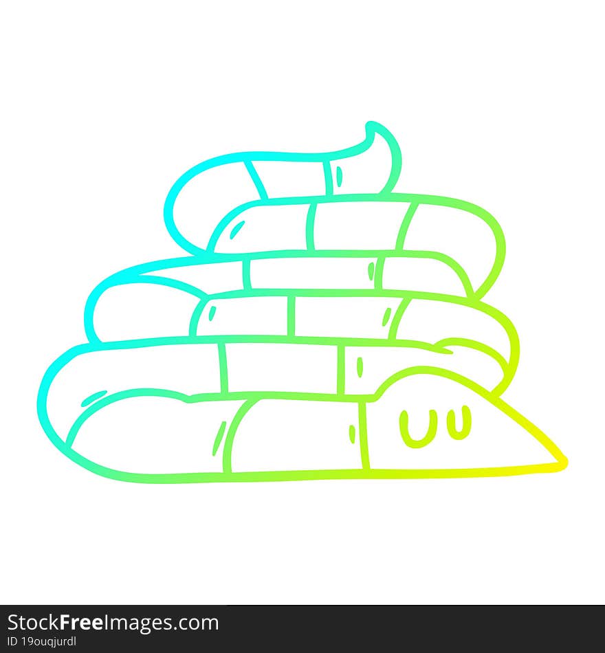 Cold Gradient Line Drawing Cartoon Sleepy Snake