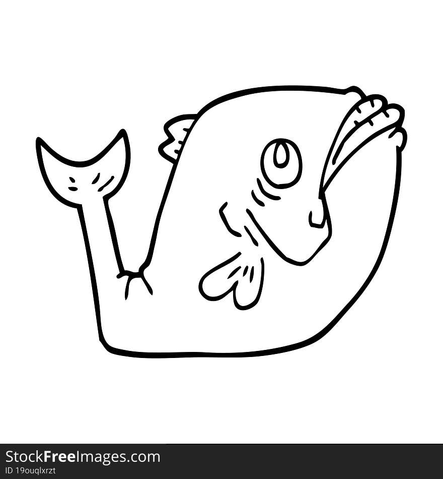 funny line drawing cartoon fish