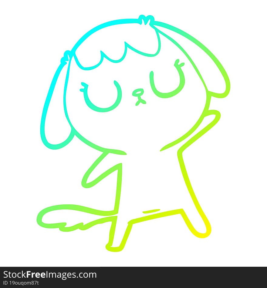 Cold Gradient Line Drawing Cute Cartoon Dog