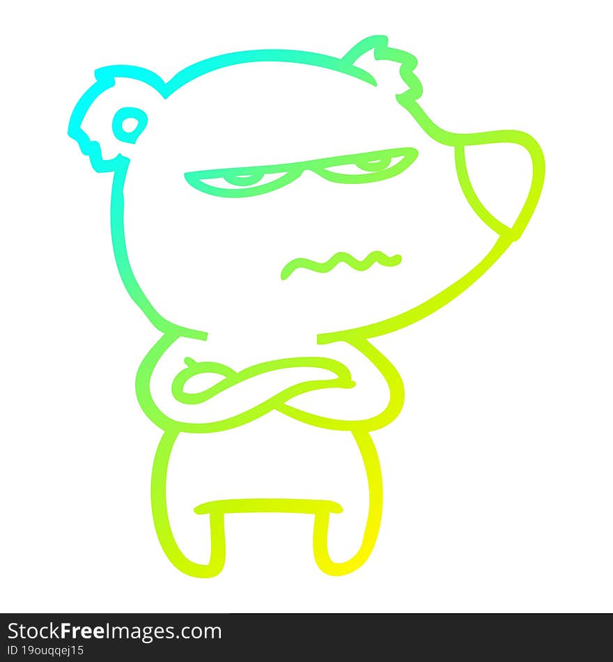 cold gradient line drawing annoyed bear cartoon