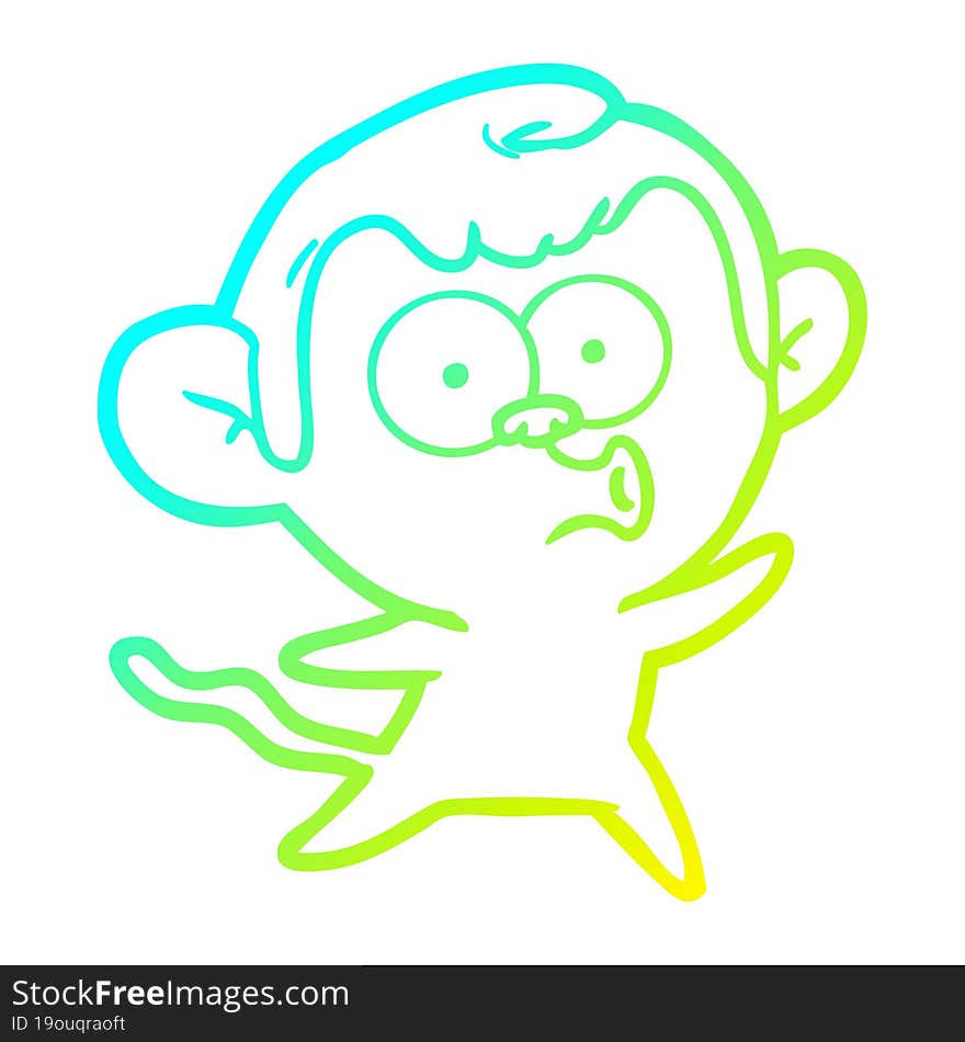 cold gradient line drawing cartoon surprised monkey