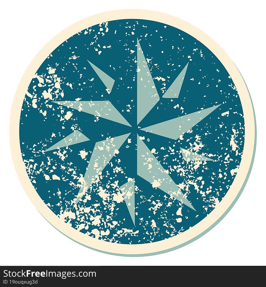 distressed sticker tattoo style icon of a star