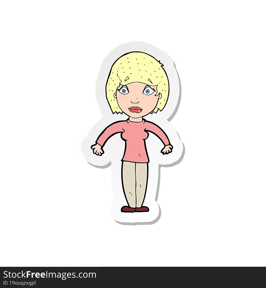 Sticker Of A Cartoon Surprised Woman