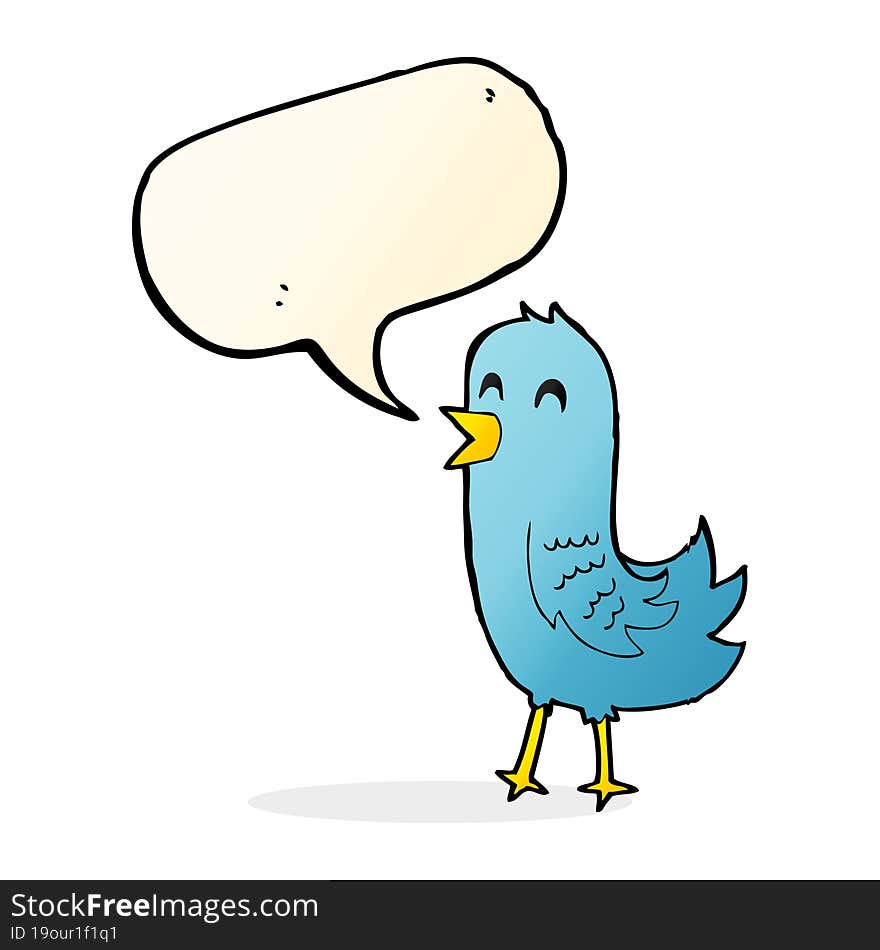 cartoon happy bird with speech bubble