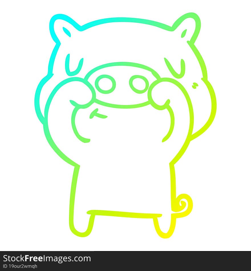 cold gradient line drawing cartoon content pig