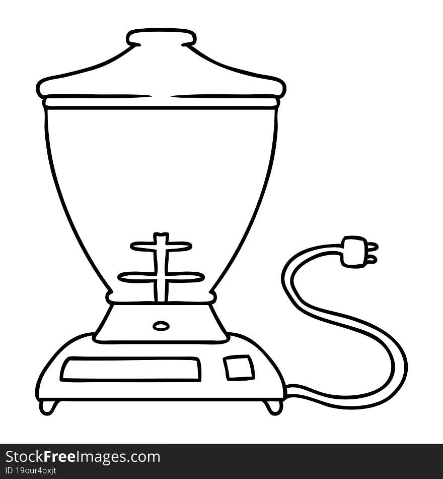 Line Drawing Doodle Of A Food Blender