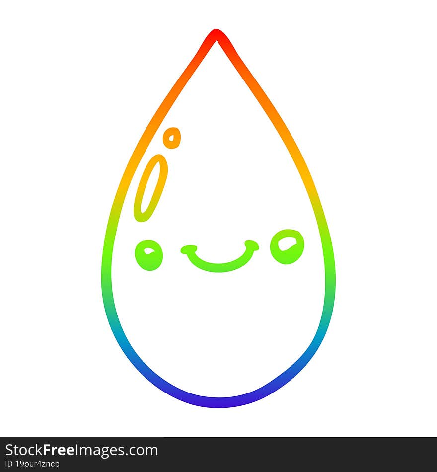 rainbow gradient line drawing cartoon cute raindrop