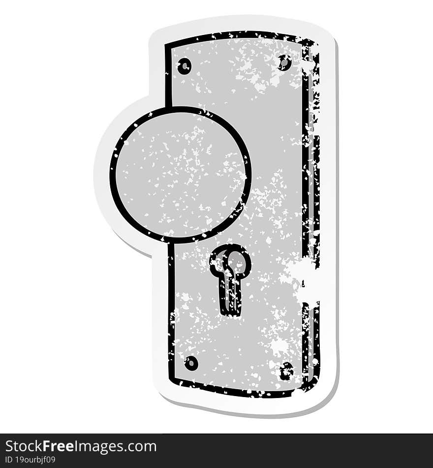 distressed sticker cartoon doodle of a door handle