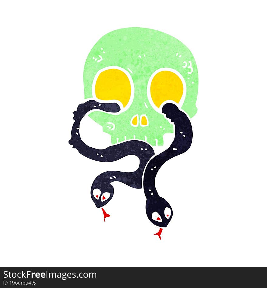 cartoon skull with snakes