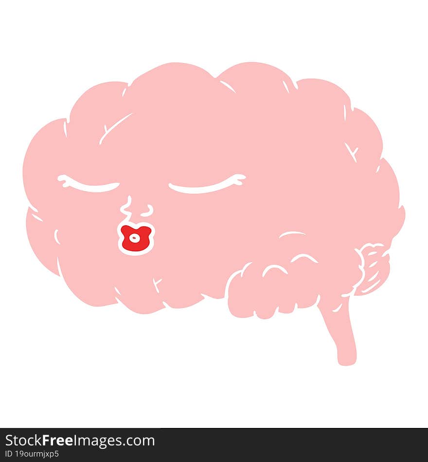 flat color style cartoon brain