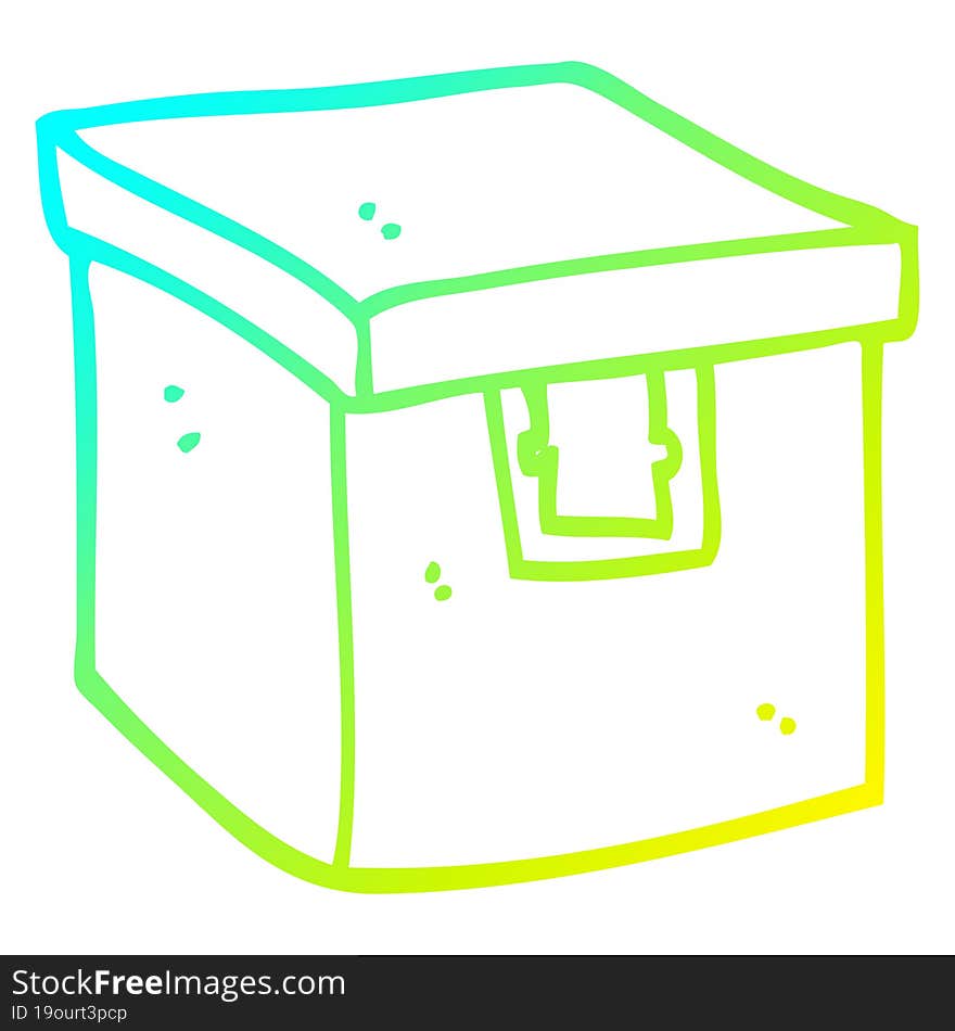 cold gradient line drawing of a cartoon evidence box