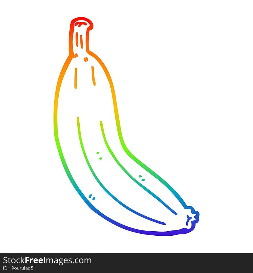 rainbow gradient line drawing cartoon banana