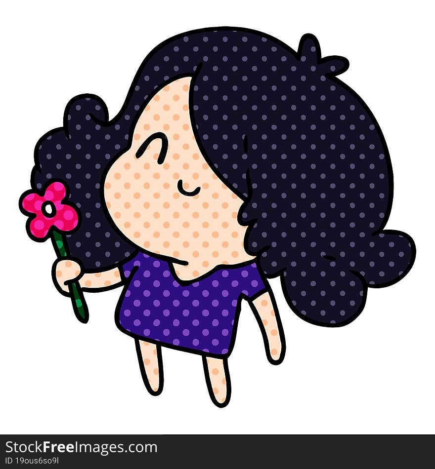 cartoon illustration of a cute kawaii girl. cartoon illustration of a cute kawaii girl