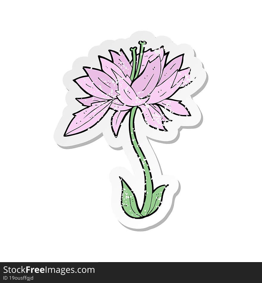 retro distressed sticker of a cartoon flower