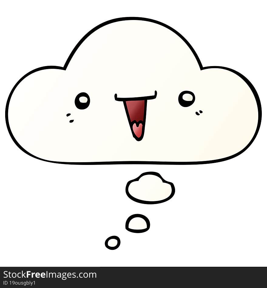 cute cartoon face with thought bubble in smooth gradient style