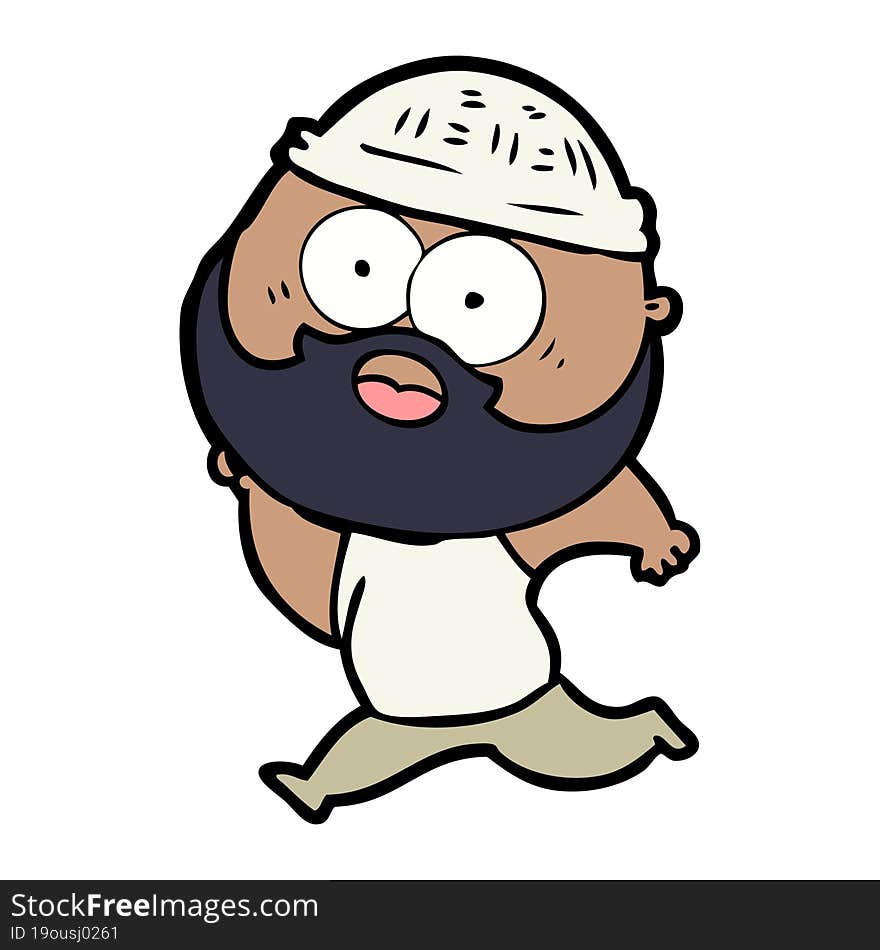 cartoon bearded man running. cartoon bearded man running