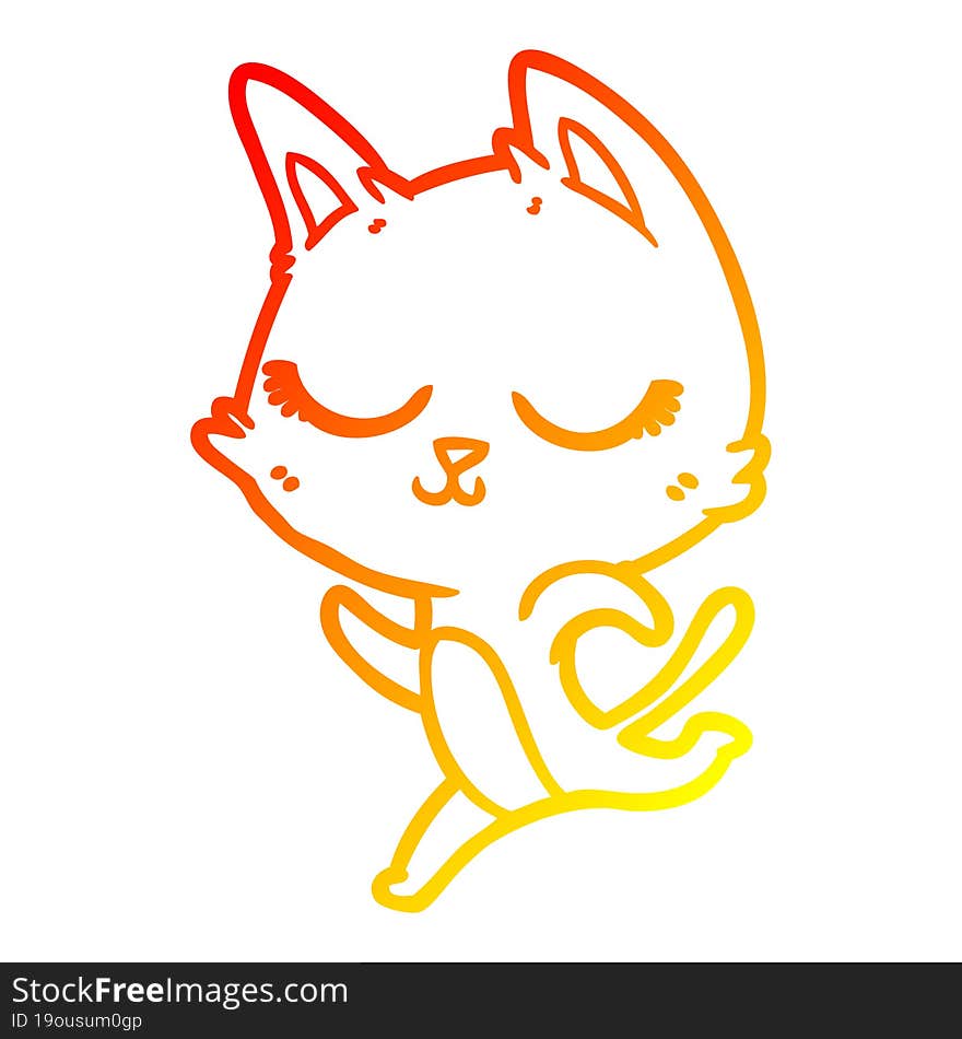 Warm Gradient Line Drawing Calm Cartoon Cat